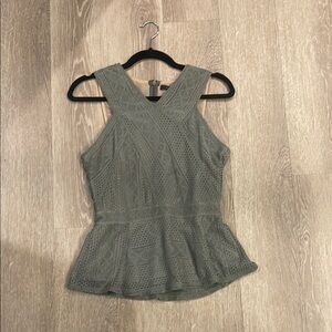 BCBGMaxAzria Green Peplum Sleeveless Tank Top